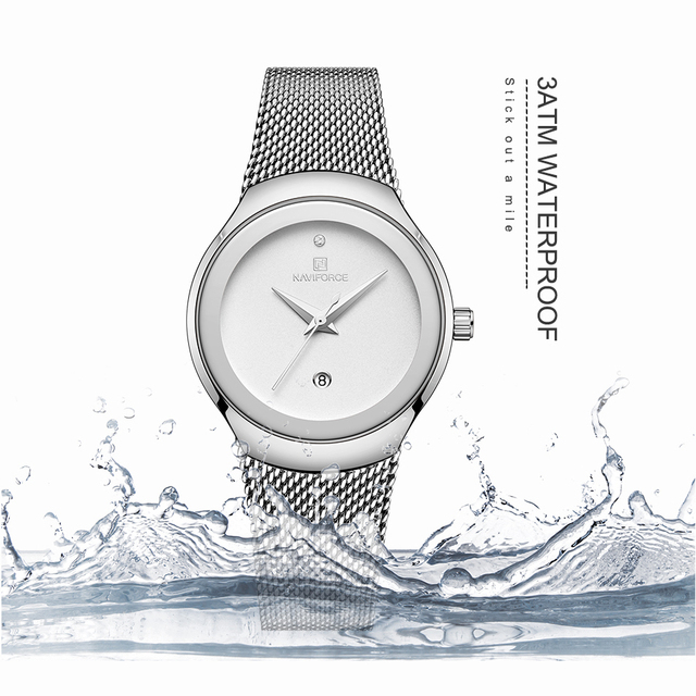 NAVIFORCE Luksusowy zegarek dla kobiet z bransoletą ze stali nierdzewnej - moda damskiego kwarcowego zegarka na rękę Relogio Feminino - Wianko - 4