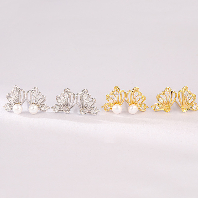 Kolczyki damske z białymi imitacjami pereł i formą geometryczną - srebro 925 - Wianko - 10