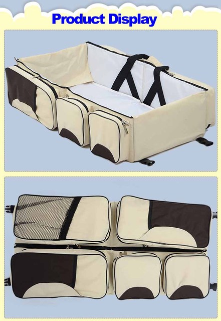 Przenośne składane łóżko turystyczne dla dzieci - wielofunkcyjny wózek, łóżeczko i torba do pakowania - Wianko - 2