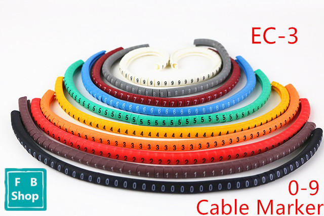 Tuleje do kabli kolorowe Marker 0-9 z oznaczeniem średnicy EC-0, EC-1, EC-2, EC-3 - 500 szt. - 6 sqmm - Wianko - 1