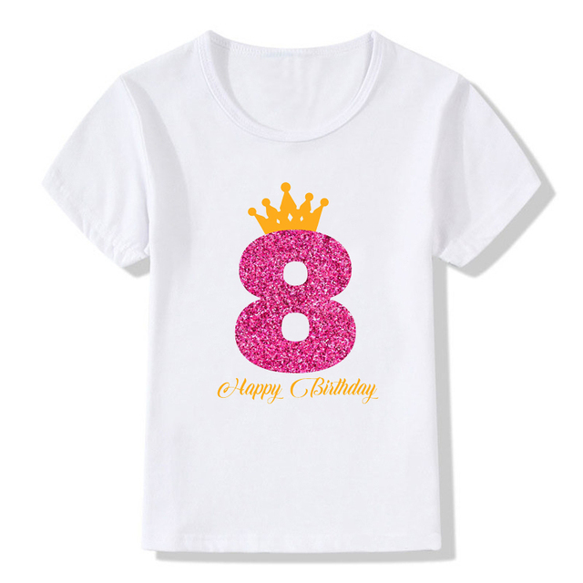 Koszulka z drukiem dla dziewczynki z okazji urodzin - Modny prezent dla dzieci - Wianko - 5