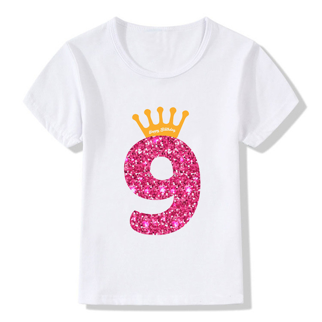 Koszulka z drukiem dla dziewczynki z okazji urodzin - Modny prezent dla dzieci - Wianko - 6