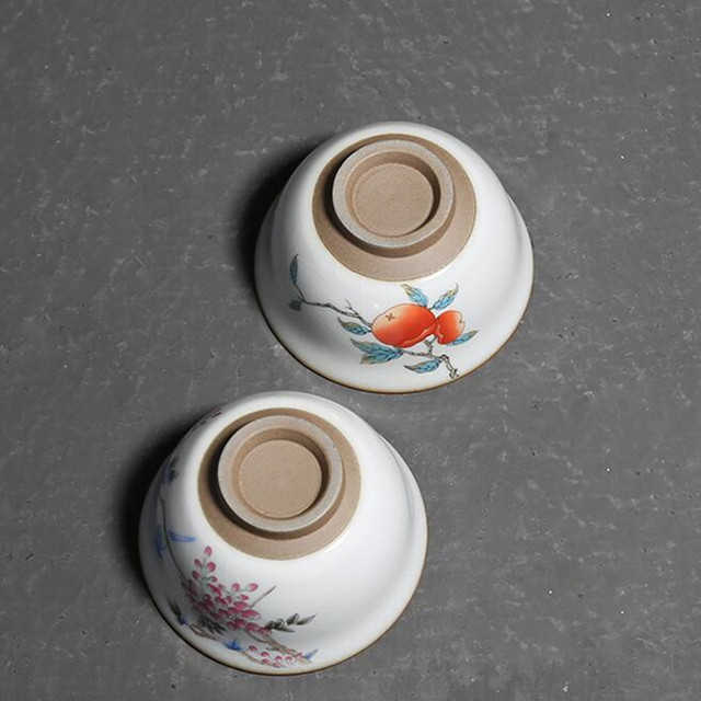 Ręcznie malowany chiński zestaw ceramicznych filiżanek i misek do herbaty, wzór Ru, 2 sztuki w partii, styl retro - Wianko - 7