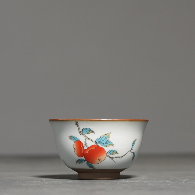 Ręcznie malowany chiński zestaw ceramicznych filiżanek i misek do herbaty, wzór Ru, 2 sztuki w partii, styl retro - Wianko - 9