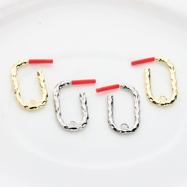 Kolczyki geometryczne U-kształtne, stop złoto-srebro, 32mm, 6 sztuk/partia - Wianko - 4