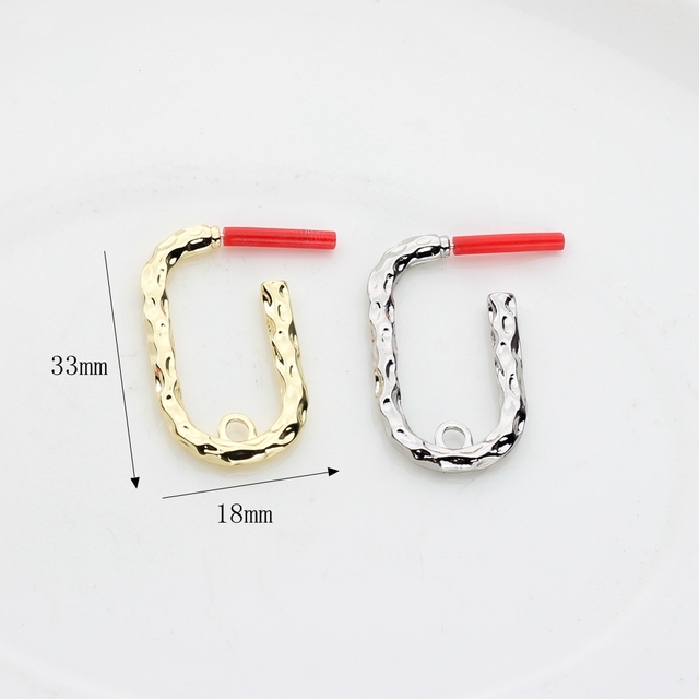 Kolczyki geometryczne U-kształtne, stop złoto-srebro, 32mm, 6 sztuk/partia - Wianko - 5