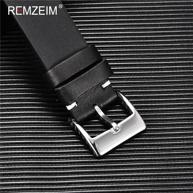 REMZEIM Pasek z naturalnej skóry Quick Release, brązowy, czarny - 16mm, 18mm, 20mm, 22mm, 24mm - Wianko - 9