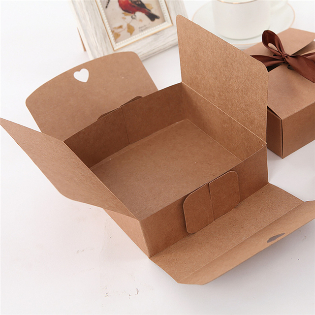 Pudełka na prezenty papierowe Kraft z wstążką - 30 sztuk - Wianko - 9