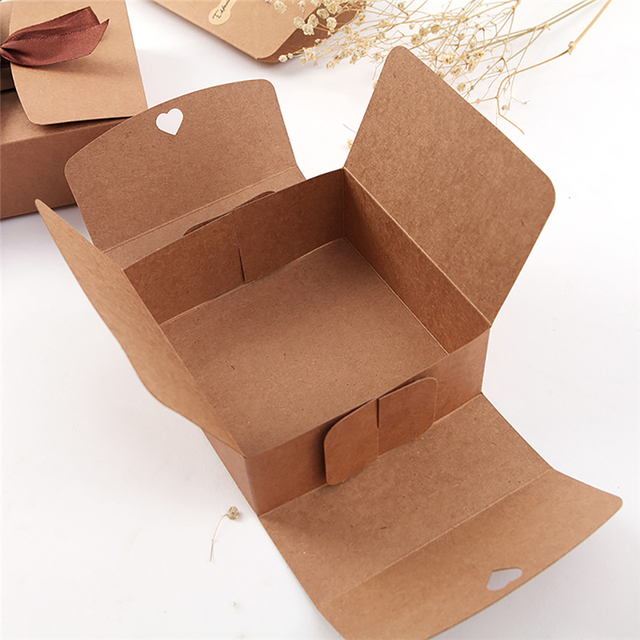 Pudełka na prezenty papierowe Kraft z wstążką - 30 sztuk - Wianko - 6