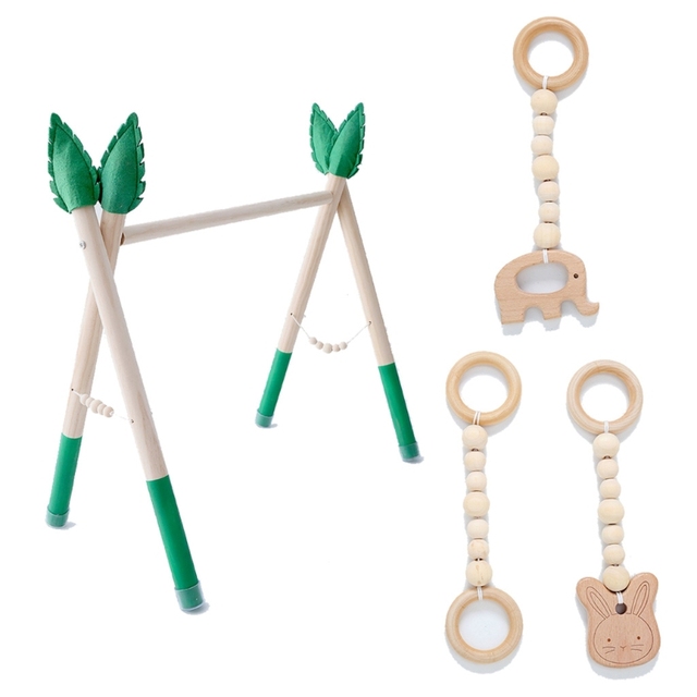 Drewniana mata sensoryczna - zestaw Baby Gym Play z wieszakiem na ubrania, idealny do dekoracji pokoju - Wianko - 6