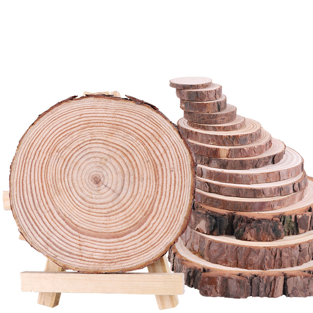 Plastry drewna sosnowego do majsterkowania DIY - okrągłe, niedokończone, 3-12 cm, 1 paczka - Wianko - 8