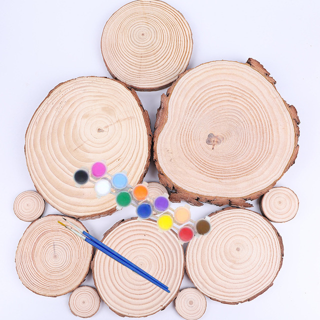 Plastry drewna sosnowego do majsterkowania DIY - okrągłe, niedokończone, 3-12 cm, 1 paczka - Wianko - 3