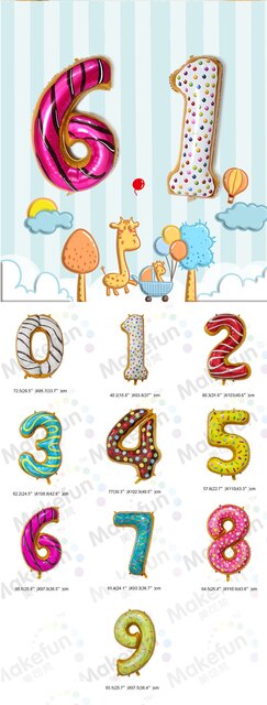 40-calowe balony pączek foliowe w kształcie cyfr - dekoracje na urodziny dla dzieci i Baby Shower - Wianko - 2