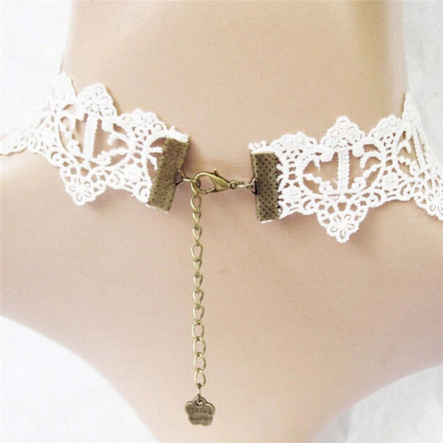 Choker naszyjnik z białą perłą i koronką w stylu vintage dla nowożeńców - Wianko - 6