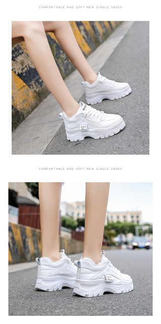 Białe damskie zimowe buty platformowe z pluszowym futrem i gumową podeszwą - Wianko - 1