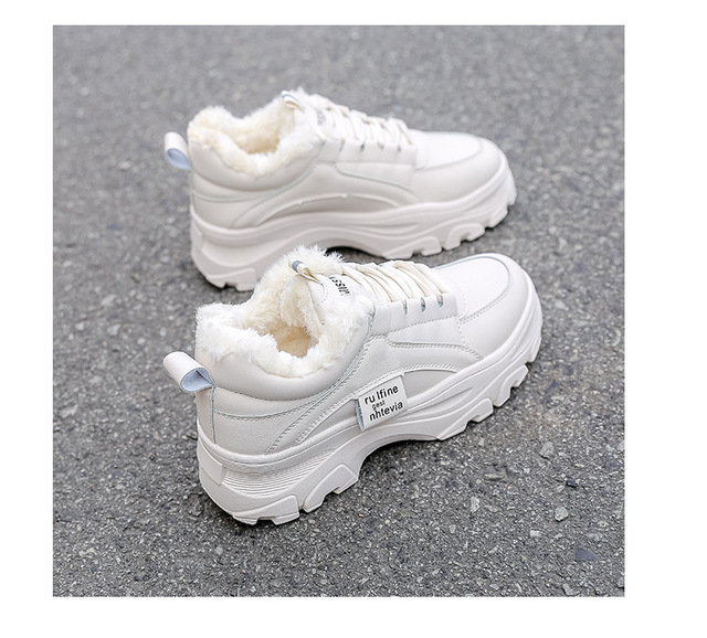Białe damskie zimowe buty platformowe z pluszowym futrem i gumową podeszwą - Wianko - 9