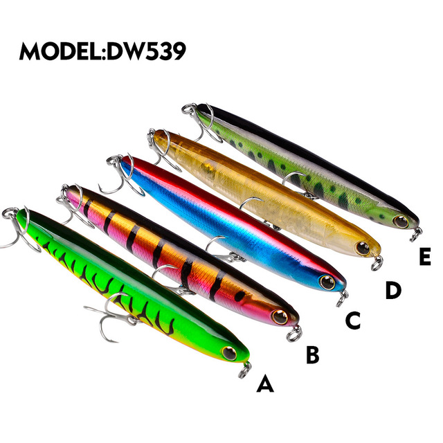 Set 5 przynęt ołówkowych SetTopwater 110mm 13g na łowienie okonia i pstrąga - wysoka jakość z Japonii - Wianko - 3