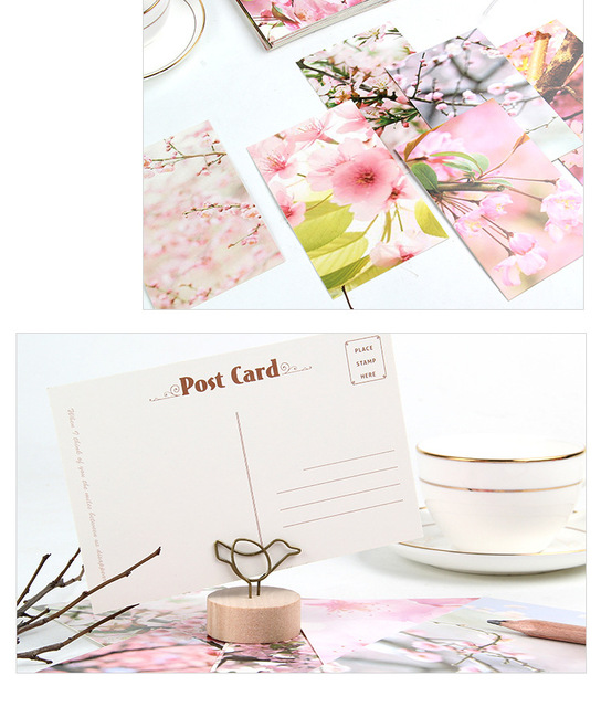 Zestaw kreatywny brzoskwiniowy kwiat pocztówka z życzeniami, kartka z wiadomościami i karta upominkowa z kopertą na urodziny - Wianko - 4