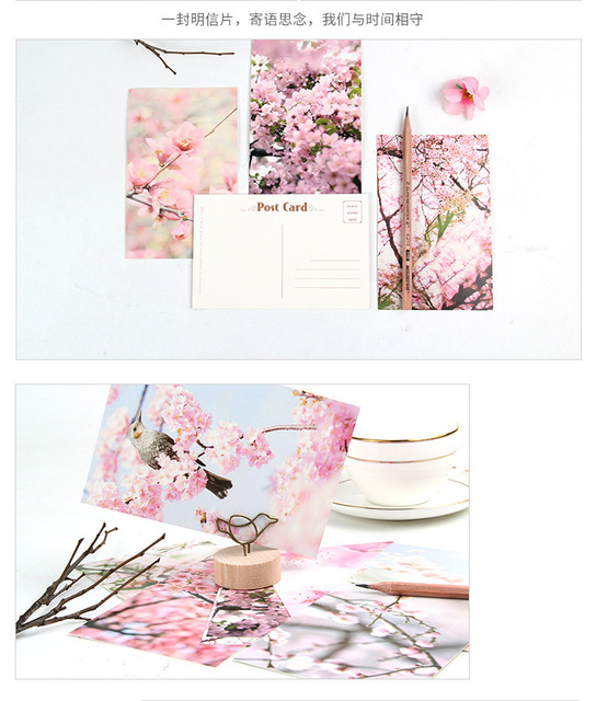 Zestaw kreatywny brzoskwiniowy kwiat pocztówka z życzeniami, kartka z wiadomościami i karta upominkowa z kopertą na urodziny - Wianko - 3