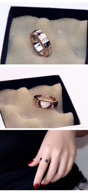 Kalendarz obrotowe pierścienie Titanium stalowa cyrkon kobieta moda marka biżuteria - Wianko - 2