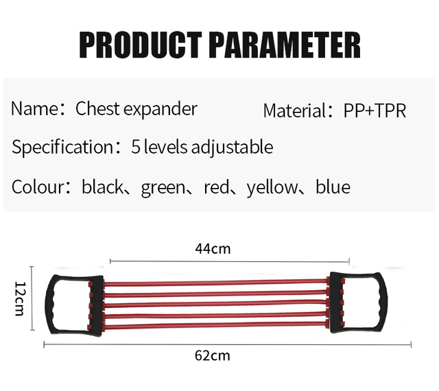 Opaska sportowa do ćwiczeń klatki piersiowej - lina gumowa, elastyczna, regulowana - Wianko - 15