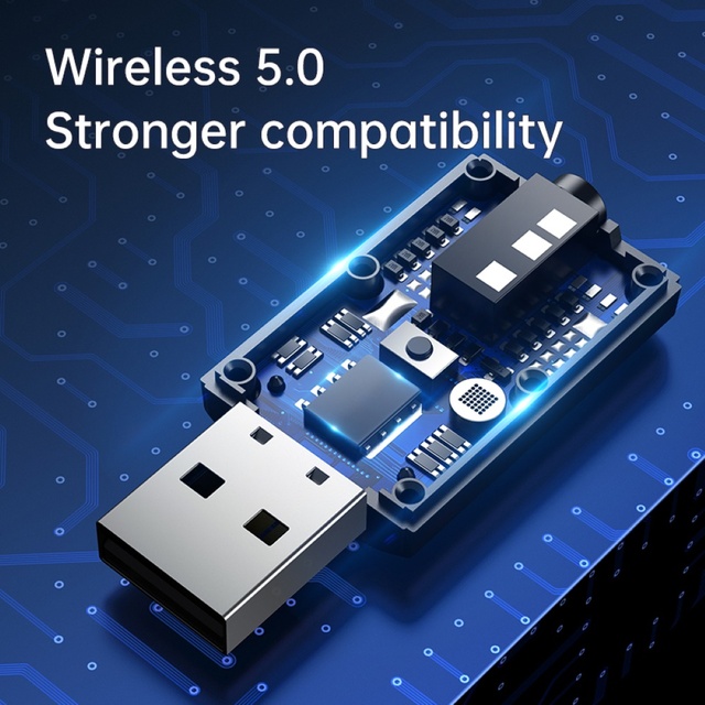 Adapter bezprzewodowy Bluetooth USB 5.0 kompatybilny z komputerem stacjonarnym - Mini nadajnik odbiornik Bluetooth 3.5 mm dla muzyki - Wianko - 9