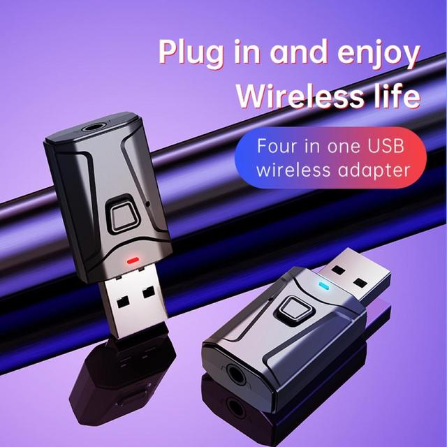 Adapter bezprzewodowy Bluetooth USB 5.0 kompatybilny z komputerem stacjonarnym - Mini nadajnik odbiornik Bluetooth 3.5 mm dla muzyki - Wianko - 1