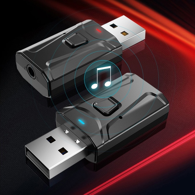 Adapter bezprzewodowy Bluetooth USB 5.0 kompatybilny z komputerem stacjonarnym - Mini nadajnik odbiornik Bluetooth 3.5 mm dla muzyki - Wianko - 2