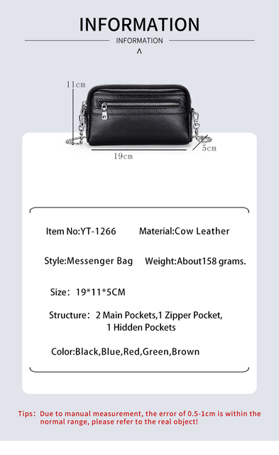 Nowa torba damska na ramię Marka Mini 2021 z podwójnym zamkiem błyskawicznym - prawdziwa skóra, długa kopertówka - Wianko - 26