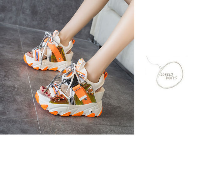 Wakacyjne sandały damskie na koturnie 9 cm - nowa kolekcja platformowych projektantów 2021 - Wianko - 18