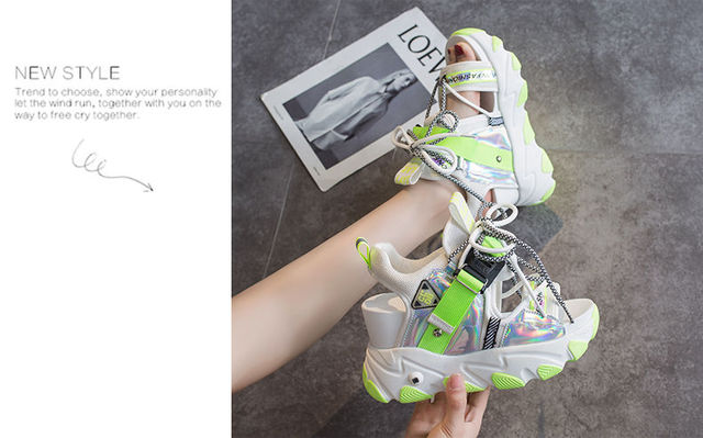 Wakacyjne sandały damskie na koturnie 9 cm - nowa kolekcja platformowych projektantów 2021 - Wianko - 14