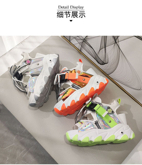 Wakacyjne sandały damskie na koturnie 9 cm - nowa kolekcja platformowych projektantów 2021 - Wianko - 7