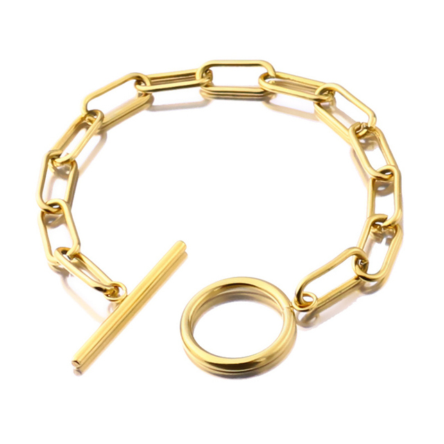Bransoletka łańcuszkowa ze stali nierdzewnej dla kobiet i mężczyzn – złocona biżuteria ręcznie wykonana, idealny prezent - Wianko - 1