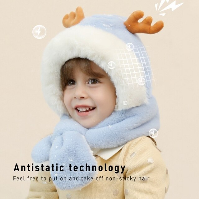 Ciepły pluszowy jednoczęściowy szalik i świąteczna czapka dla niemowląt na jesienno-zimową zimę - Wianko - 4