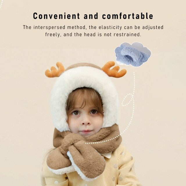 Ciepły pluszowy jednoczęściowy szalik i świąteczna czapka dla niemowląt na jesienno-zimową zimę - Wianko - 5