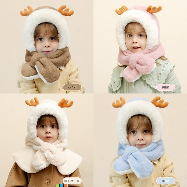 Ciepły pluszowy jednoczęściowy szalik i świąteczna czapka dla niemowląt na jesienno-zimową zimę - Wianko - 2