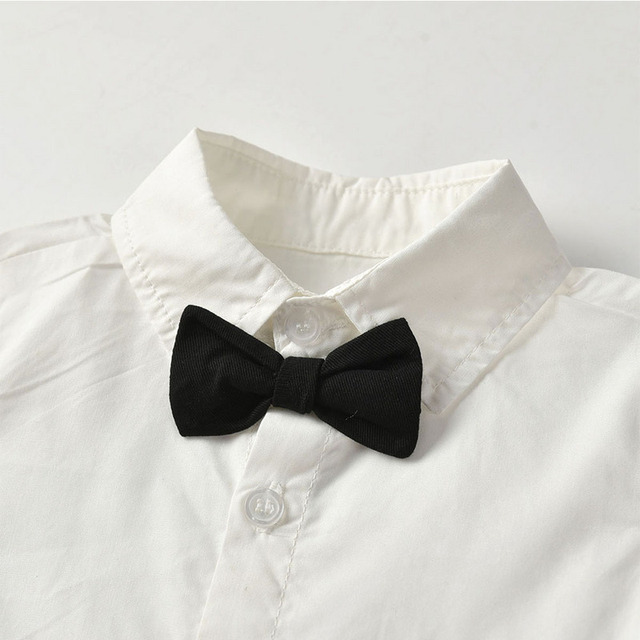 Zestaw ubranek dla chłopców niemowląt Tem Doger 2019: białe koszule, kamizelka i spodnie - Wianko - 5