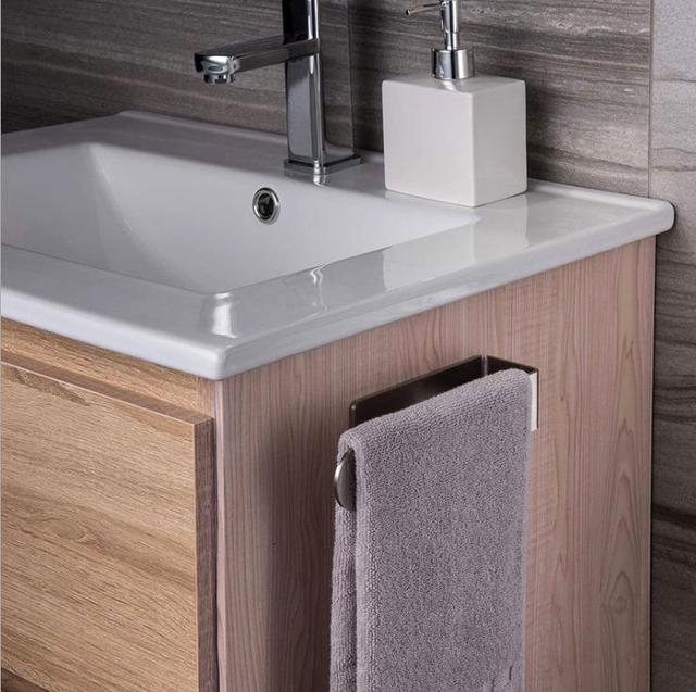 Stojak na ręczniki łazienkowe z półką, wykonany ze szczotkowanej stali nierdzewnej, bez konieczności wiercenia i kleju - Wianko - 4