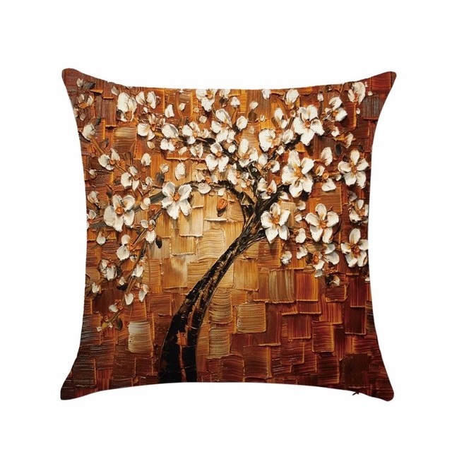 Poduszka dekoracyjna kwadratowa Nordic aksamitna 45*45cm - kwiatowy motyw talii, bawełniana poszewka na poduszkę, idealna do salonu - Wianko - 6