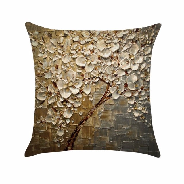 Poduszka dekoracyjna kwadratowa Nordic aksamitna 45*45cm - kwiatowy motyw talii, bawełniana poszewka na poduszkę, idealna do salonu - Wianko - 13