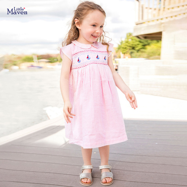 Elegancka sukienka Vestidos dla dziewczynek - mała maven na lato 2022 z bawełnianą tkaniną jednolitego koloru - Wianko - 7