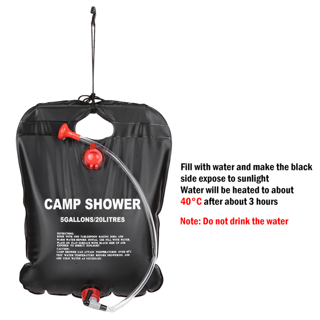 Przenośna słoneczna torba na wodę 20L/40L - podgrzewany prysznic na kempingu, turystyka - Wianko - 19