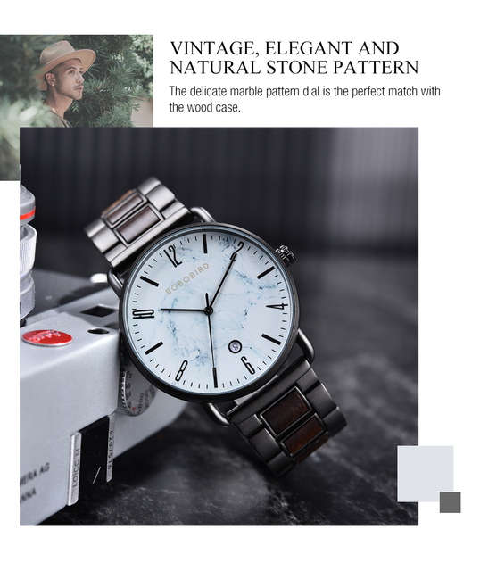 Luksusowy zegarek BOBO ptak drewno Auto data Starry Sky - moda męska, japoński zegarek kwarcowy - Wianko - 5