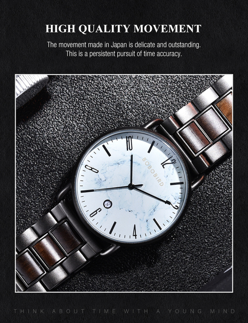 Luksusowy zegarek BOBO ptak drewno Auto data Starry Sky - moda męska, japoński zegarek kwarcowy - Wianko - 7