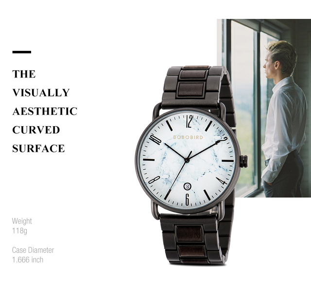 Luksusowy zegarek BOBO ptak drewno Auto data Starry Sky - moda męska, japoński zegarek kwarcowy - Wianko - 6