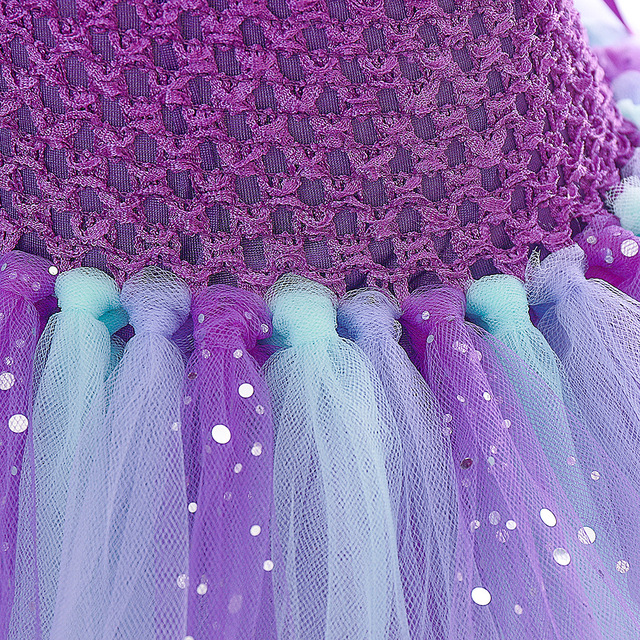 Sukienka Tutu Syrenka dla dziewczynki na imprezę Halloween z pałąkiem na głowę - kształci morze księżniczkę sukienka dzieci zdjęcie ubrania - Wianko - 11