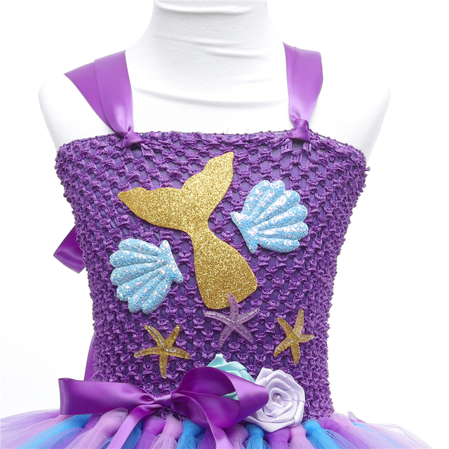 Sukienka Tutu Syrenka dla dziewczynki na imprezę Halloween z pałąkiem na głowę - kształci morze księżniczkę sukienka dzieci zdjęcie ubrania - Wianko - 20