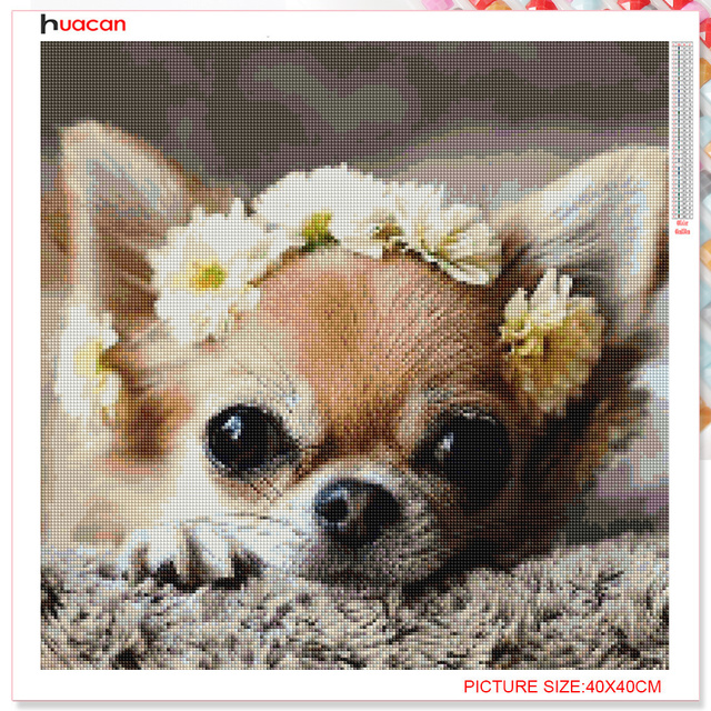 Kwadratowy Diamentowy Obraz Pies Kwiat 5D DIY - Mozaika Haftowa dla Zwierząt - Wianko - 2
