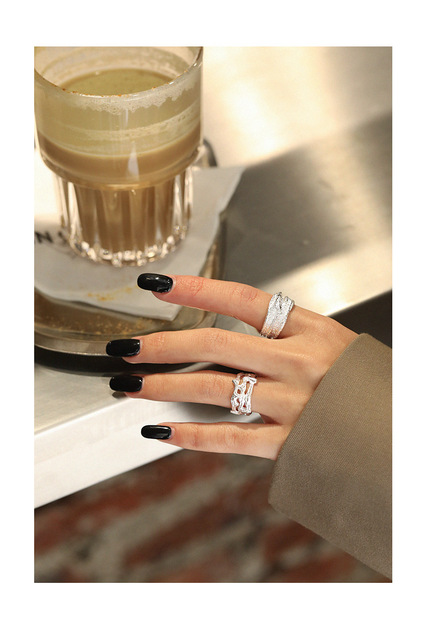 Pierścień biżuteryjny z prawdziwym srebrem 925, nieregularny wzór Hollow, idealny dodatek ślubny dla modnych kobiet w 2021 roku, wykończony pozłacanym 18K złotem - Wianko - 11
