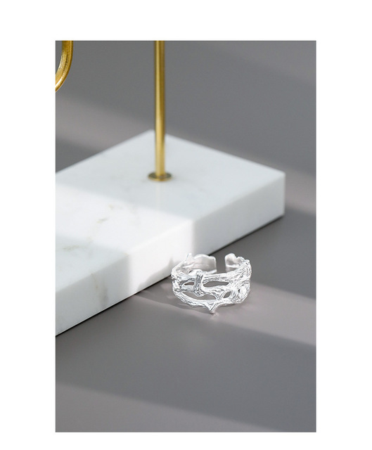 Pierścień biżuteryjny z prawdziwym srebrem 925, nieregularny wzór Hollow, idealny dodatek ślubny dla modnych kobiet w 2021 roku, wykończony pozłacanym 18K złotem - Wianko - 12